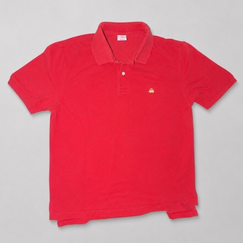 Brooks Brothers 346 Mens Red Cotton Pique Polo Shirt Original Fit Size L Logo